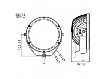 Luz de conducción LED B0104, negro brillante