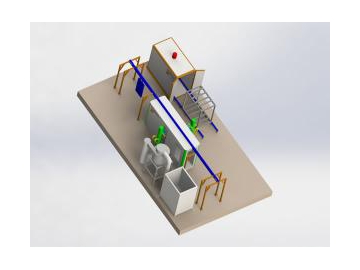 Línea de pintura electrostática semiautomática