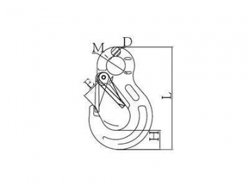 Gancho de ojal con eslinga y pestillo de acero aleado