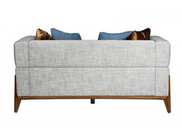 Sofá de tela con marco de madera de caucho