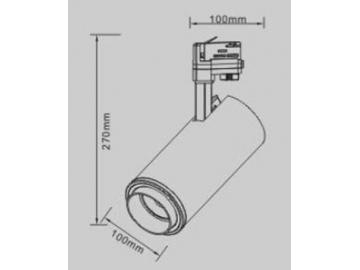 Cabezal para Riel de Iluminación LED Serie P, Ángulo de Haz Ajustable 10°~60°