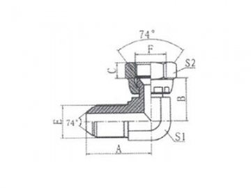 Adaptador de rosca métrica hembra 74º para manguera, con sello adherido, 2Q9