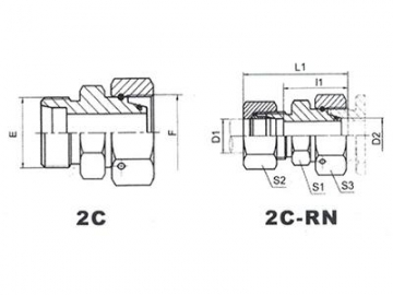 Adaptador reductor de tubo con tuerca giratoria, estándar DIN,  2C/2D