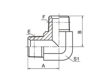 Adaptador de manguera macho con codo 90º BSPT, 1T9-SP