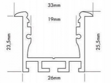 Perfil de aluminio con ranura en forma de T para bandas de luz LED