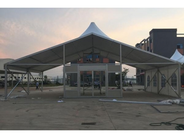 Marquesina comercial con armazón de aluminio de 15×10m