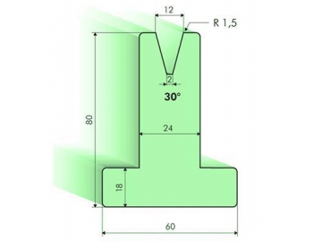 Matrices en T 30°, H=80mm