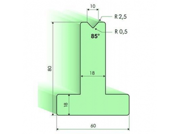 Matrices en T 85°, H=80mm