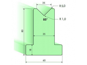 Matrices en T 85°, H=80mm