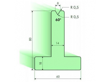 Matrices en T 60°, H=80mm