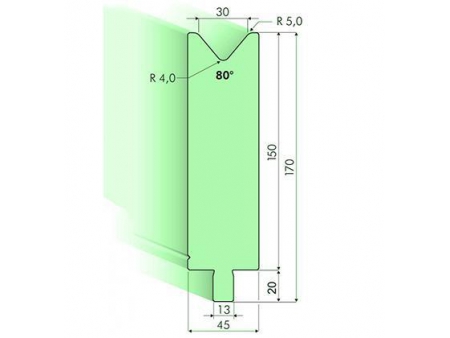 Matrices 80°, H=150mm