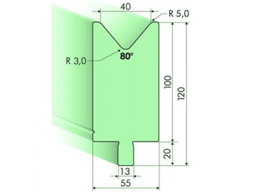 Matrices 80°, H=100mm