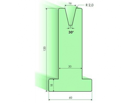 Matrices en T 30°, H=120mm