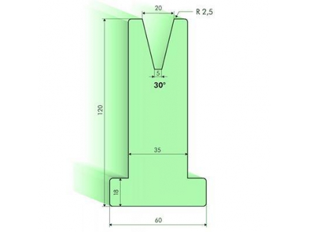 Matrices en T 30°, H=120mm