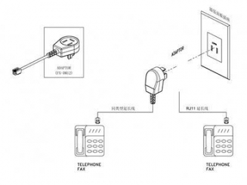 Adaptador telefónico, para Dinamarca