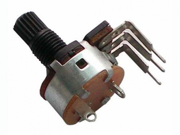 Potenciómetro con switch 16mm de eje metal, 500 ohm, WH148-K4-44