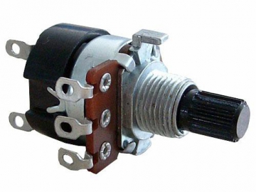 Potenciómetro con switch 17mm de eje metal, 500 ohm, WH168-1