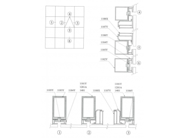 Perfil de aluminio para paño fijo modelo 110, 120, 140