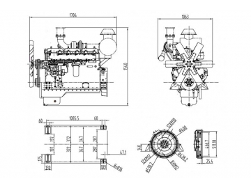 Motor diésel de seis cilindros 260KW SY128TAB26