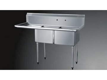 Fregadero industrial de acero inoxidable de 2 senos