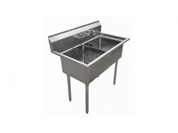 Fregadero industrial de acero inoxidable de 2 senos