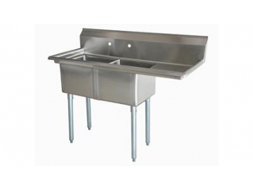 Fregadero industrial de acero inoxidable de 2 senos