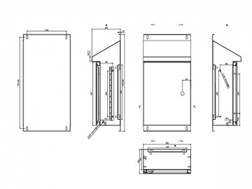 Gabinete eléctrico de techo inclinado (acero inoxidable,, montado en pared, IP66)