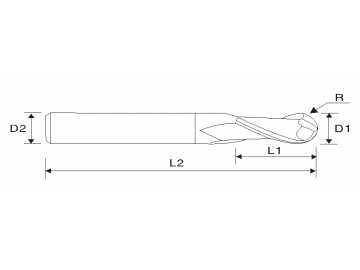 Fresa de extremo redondo de 2 filos EMA05 (Hélice 37°, longitud regular)