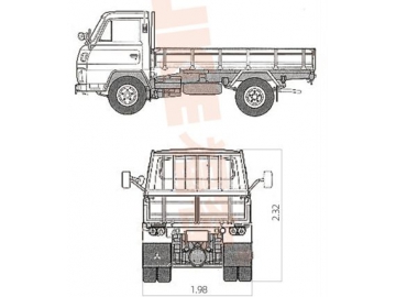 Camioneta de plataforma o puertas laterales abatible, FK6-50T