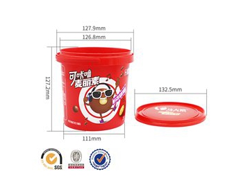 Balde con tapa IML de 1200ml de color rojo, CX039C