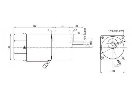 Motor para control de velocidad  90mm 120W