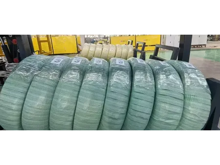 Línea automática de embalaje de bobinas de alambre