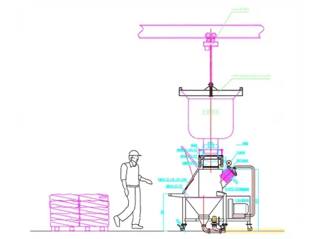Sistema integrado de descarga de FIBC y bolsas pequeñas