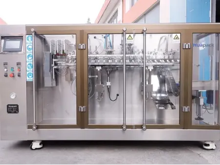 Envasadora de bolsas prefabricadas con forma, llenado con 2 boquillas