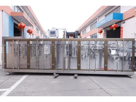 Envasadora de bolsas zipper en rollo por servo motor, llenado con 2 boquillas