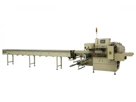 Envasadora horizontal flow pack SF-DH3 con sellado recíproco y alimentación inferior de film