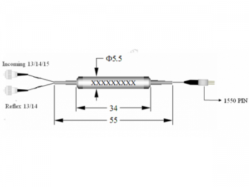 Diodo detector WDM integrado InGaAs