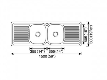 Fregadero para cocina 1300MM-1500MM