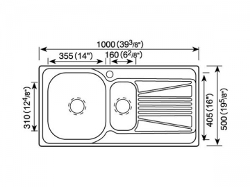 Fregadero para cocina 1000MM-1100MM