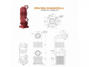 Polos encapsulados <small>(Polos encapsulados para sistemas de distribución de electricidad de 24kV)</small>