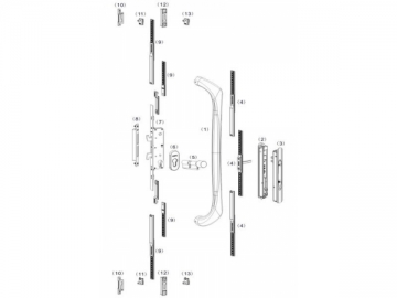 Cerradura DH con tirador 600, accesorios para puerta corredera de 4 hojas