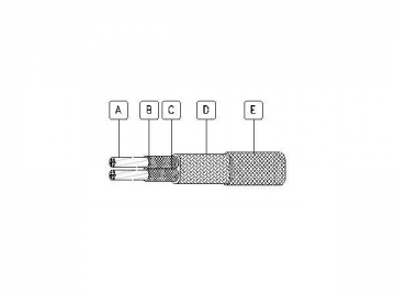 <strong>Cable de extensión para termopar</strong> JX <small>(Cable DIN aislado de fibra de vidrio de 2x7/0.2mm) </small>