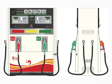 Dispensador y<strong> surtidor de combustible</strong> con 4 pistolas <small>(estructura pequeña)</small>