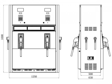 Dispensador y<strong> surtidor de combustible</strong> con 4 pistolas <small>(estructura pequeña)</small>