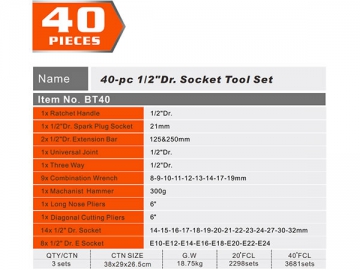 Juego de puntas de 1/2" de 40 unidades