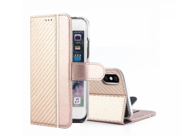 Funda flip cover de cuero sintético para iPhone X